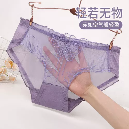 Нижнее белье, сексуальные кружевные летние тонкие штаны, популярно в интернете, с вышивкой