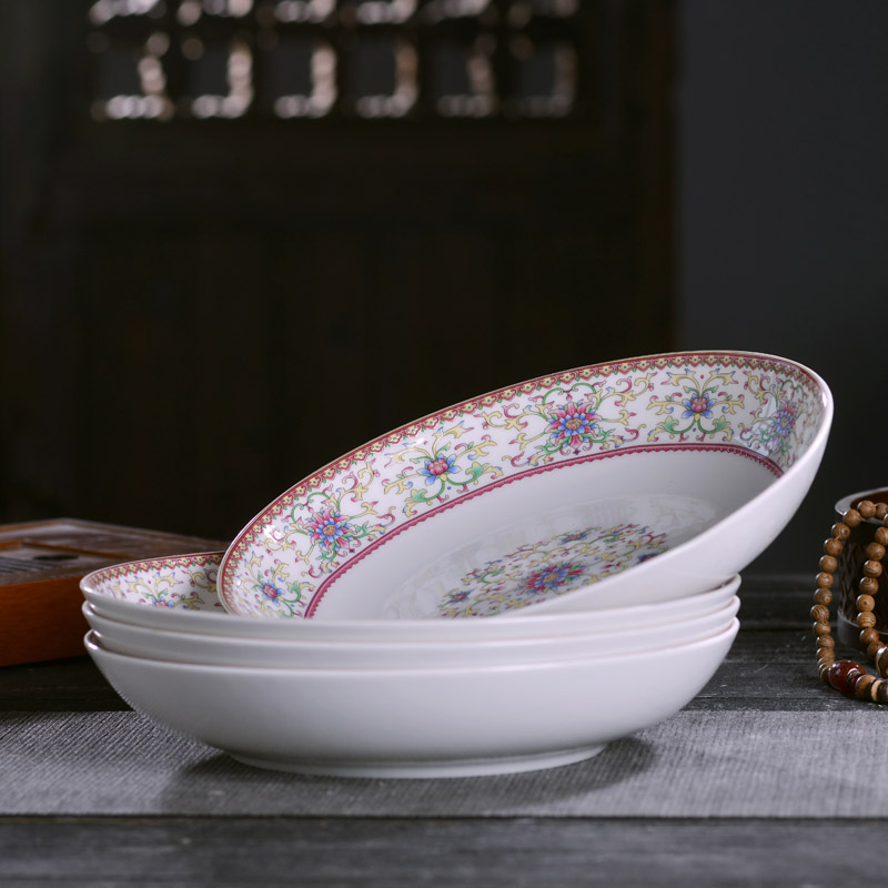 Jingdezhen ceramic dish dish dish dish Chinese style household deep Fried soup plate creative archaize tableware menu tray package mail