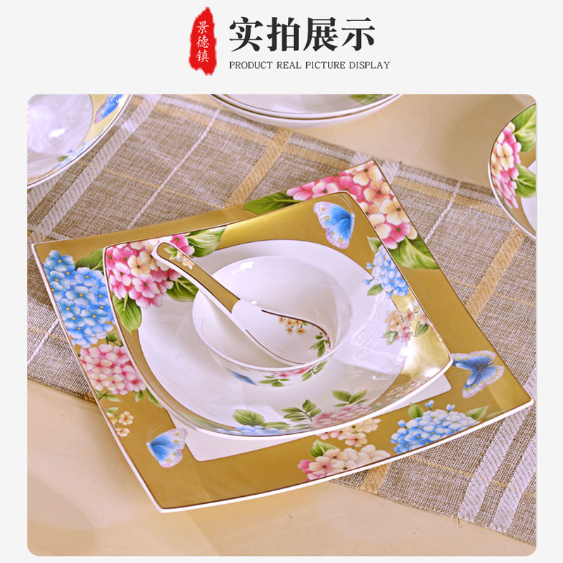 To use which suits for Chinese ipads China jingdezhen household utensils rice bowls deep dish plates spoons gift porcelain tableware