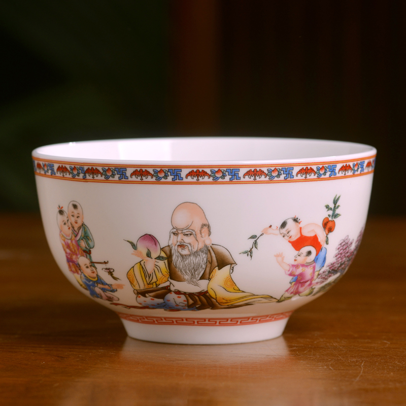 Jingdezhen ceramics life of birthday gift back to tableware bowl bowl do custom birthday longevity rainbow such use household jobs