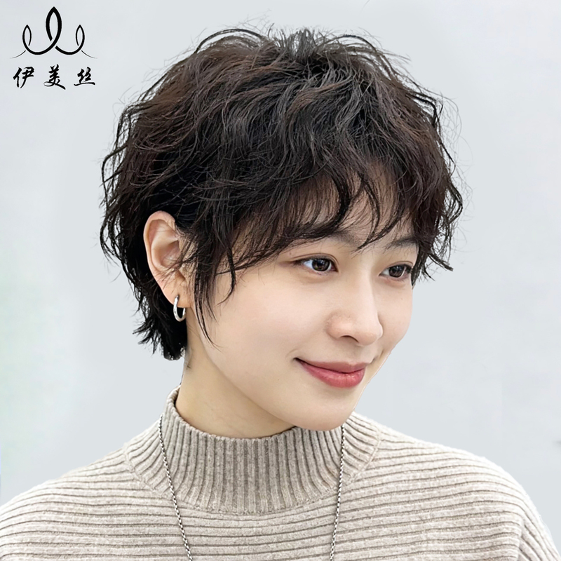 Short Hair Wig for Women, Real Hair Full Head Wig, Short Curly Hair Texture, Natural and Fluffy, New Daily Wig Headgear Short Hair Wig for Women, Real Hair Full Head Wig, Short Curly Hair Texture, Natural and Fluffy, New Daily Wig Headgear