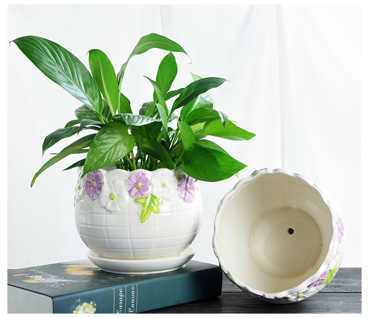 Flowerpot ceramic creative move large clearance specials with extra large tray household more than other meat wholesale flower pot