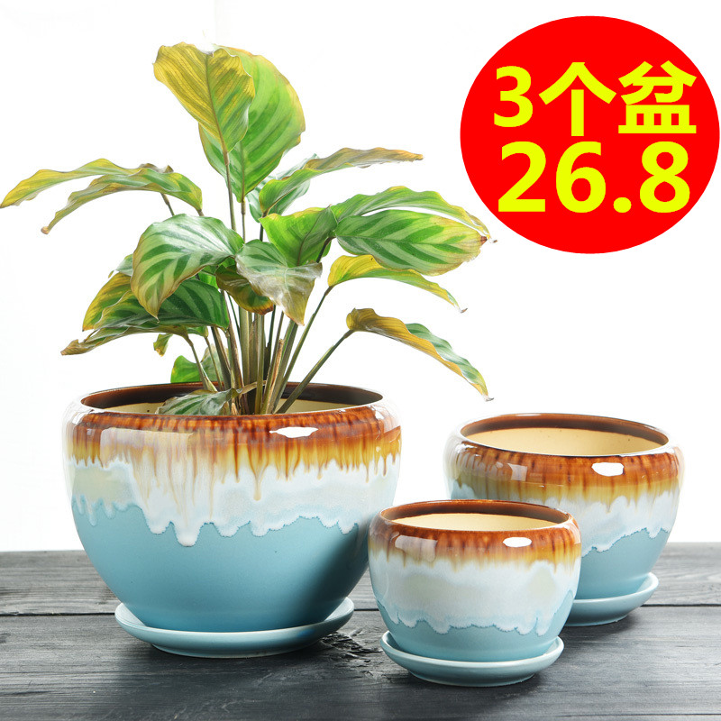 Flowerpot ceramic large special offer a clearance with tray bracketplant contracted creative other small fleshy meat meat the plants flower pot