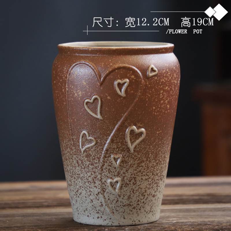 Old high ceramic flower pot basin mage flowerpot creative large indoor retro move coarse pottery meaty plant flower pot