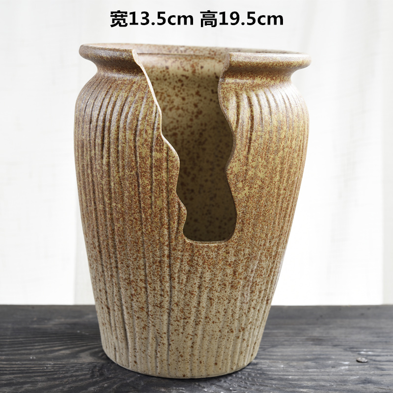 Old high ceramic flower pot basin mage flowerpot creative large indoor retro move coarse pottery meaty plant flower pot