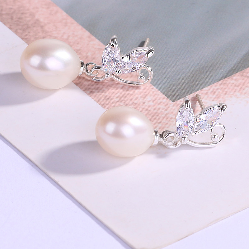 Yao you beauty natural pearl earrings female bow show thin face earrings Korean Net red temperament earrings girlfriend gift