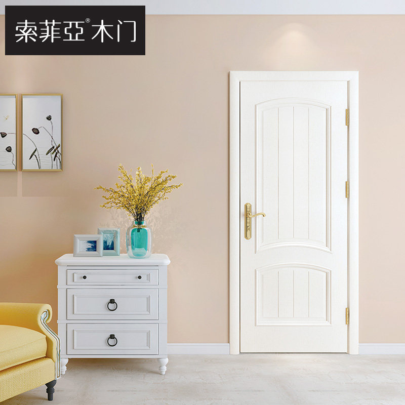 Sophia wooden door romantic pastoral interior door swing soundproof bedroom door solid wood composite paint door white door