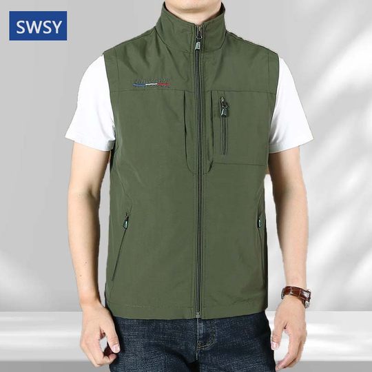 Swsy Quick-Drying Vest for Men, Spring and Autumn Thin Style, Fishing Vest, Men's Vest, New 2025 Popular Jacket