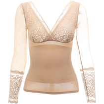 Shapewear Upper Body Lace Long Sleeve Belly Controlling Waist Shaping Underwear Low Neck Tight Slim Fit Warm Corset
