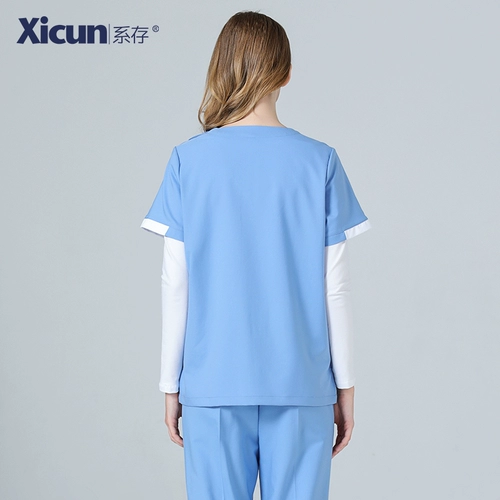 系存 Эластичная легкая и тонкая летняя быстросохнущая униформа врача для работы, короткий рукав