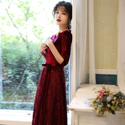 Бордовое вечернее платье, демисезонное свадебное платье, подходит для подростков