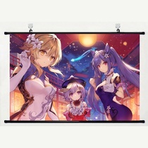 Anime hanging painting the original God engraved sunny Zhongli Gan Yu Ke Li walnut two-dimensional wallpaper surrounding large poster wallpaper