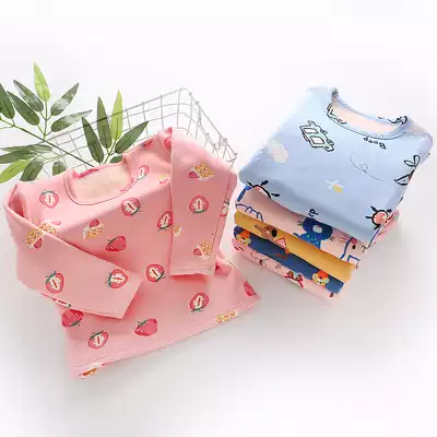 Children's warm coat plus velvet thickened autumn and winter children children's clothing girls baby pajamas boy children's base shirt