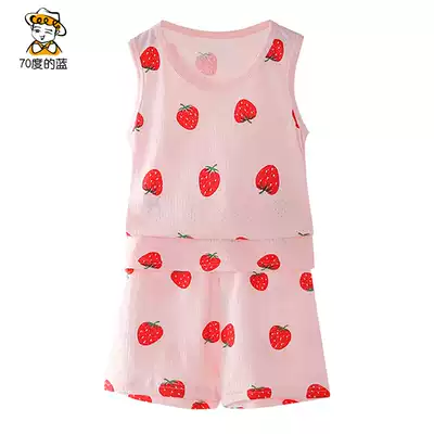 Children's vest shorts set cotton thin men's and women's pajamas summer children's sleeveless air conditioning clothing sports set