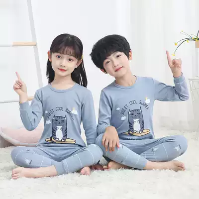 Children's autumn clothes sanitary pants set cotton autumn and winter home girls' pajamas for boys new warm home clothes