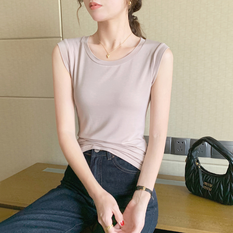Modal Sleeveless T-Shirt with Wide Shoulder Straps for Women, Summer 2026 New Style, Can Be Worn as an Inner Layer or Outerwear, Sleeveless Top
