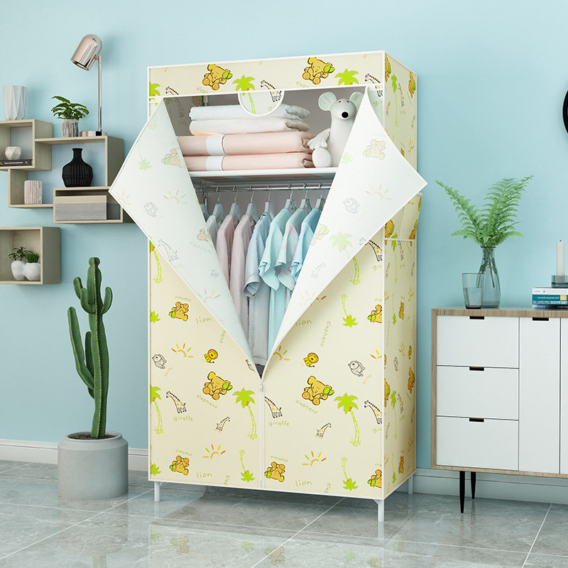 Wardrobe simple cloth wardrobe small dormitory student rental fabric assembly cabinet folding single storage hanging wardrobe