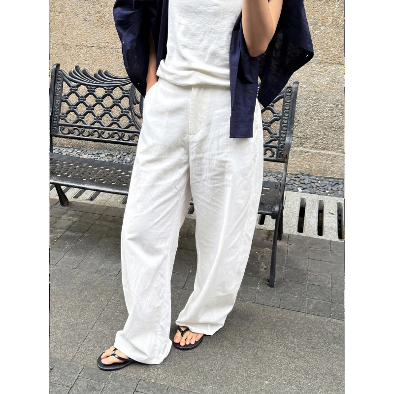【Yueqitingan】Wide-Leg Niche Design with a High-End Feel, Old Money Style, Suitable for Commuting, ins Summer Relaxed Floor-Length Casual Pants