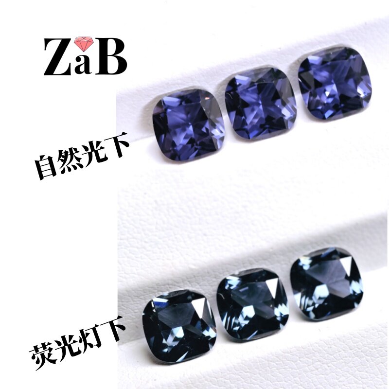 蓝紫变灰亚历山大变石8X8mm/2克拉：神秘变色宝石，让你成为派对焦点！💎 -合成处理红蓝宝石手饰-淘宝好物网