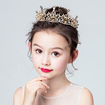 Crown Head Accessories Children Princess Han Style Girl Girl Crystal Hairpin Hair Stirrup Birthday Snowy Crown Golden gold