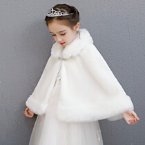 Childrens shawl cape princess autumn winter out to thicken CUHK younggirl little girl Korean version Winter gown show jacket