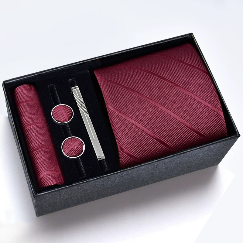 Gift box, classic suit jacket, black red tie