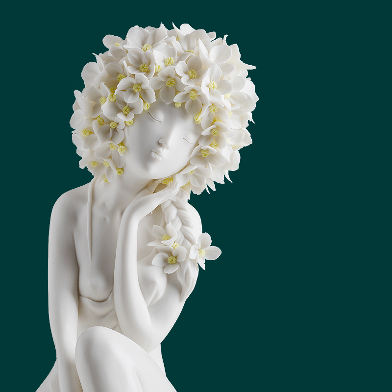 Moxiu Yuan Dehua Sculpture White Porcelain Creative Figure Ceramic Craft Lady Beauty Artwork Home Living Room Decoration
