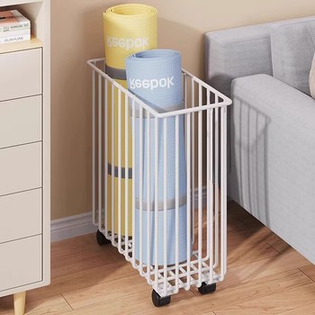 Yoga mat storage basket sports equipment fitness equipment storage household toys movable storage rack using iron art