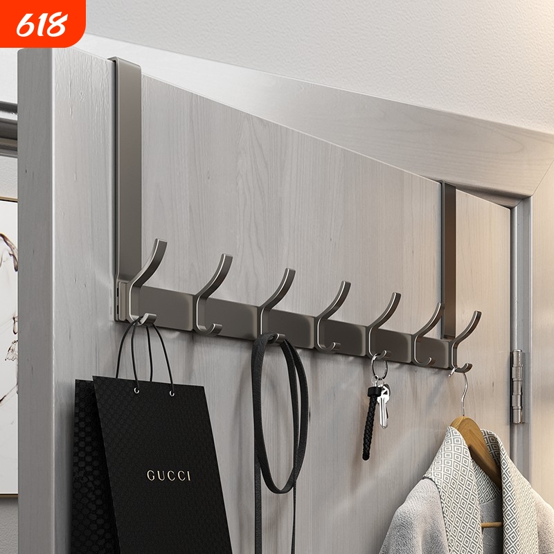 Over-The-Door Hook, No-Drill, Door-Mounted Clothes Hanger, Bathroom Kitchen Wall Traceless Clothes Rack, Storage Shelf