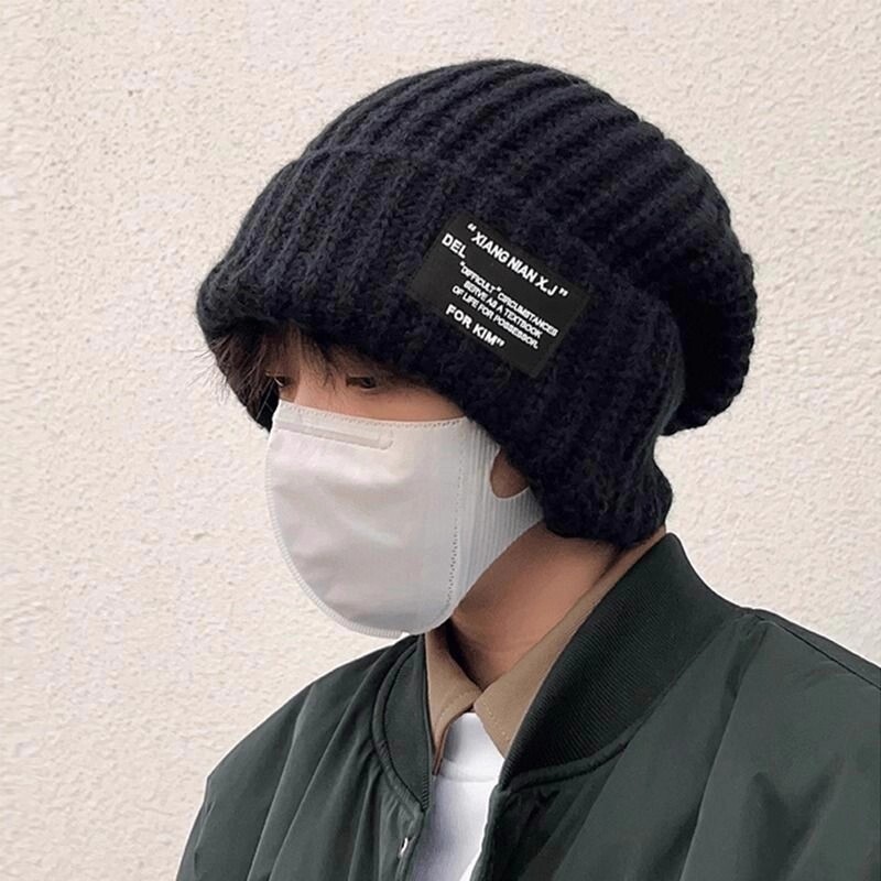 毛线帽男士秋冬帽子潮男款保暖百搭冷帽宽松大头围显脸小针织帽男