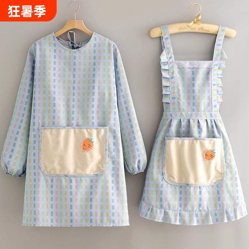 Celebrity Jiang Yan's Same Style Long-Sleeve Apron for Kitchen Use, 2025 New Model, Chinese-Style Cooking Coverall, Waterproof and Oil-Proof, High-End Celebrity Jiang Yan's Same Style Long-Sleeve Apron for Kitchen Use, 2025 New Model, Chinese-Style Cooking Coverall, Waterproof and Oil-Proof, High-End