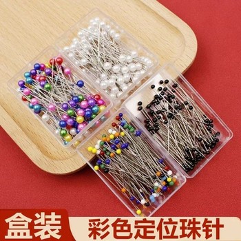 Pearlescent ceramic bead needles for garment positioning and tailoring, hand-sewing pins, pearl stainless steel fixed positioning pins