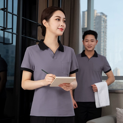 Летняя футболка для работы для отеля, комнатный лонгслив, нарукавники, комплект, короткий рукав