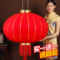 Fluffy-free big red lantern hanging chandelier outdoor waterproof balcony Joe relocated New Year New Year New Year New Years Day decoration