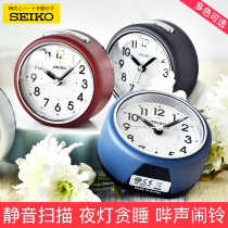 SEIKO Japan SEIKO round creative fashion simple mute sweep second snooze night light Smart light energy small alarm clock