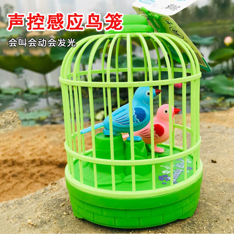 Children's electric touch Pet Toy Emulation Voice-controlled Induction Bird Cage Luminous Dynamic Little Bird Parrot Boy Presents