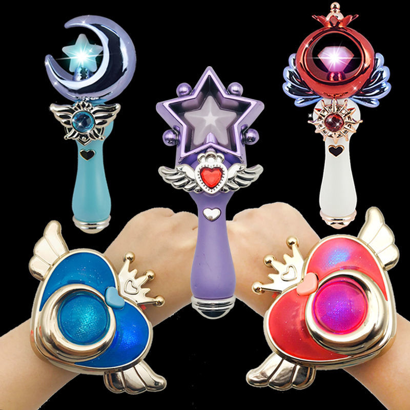 Magic Wand Princess Sparkling Musical Fairy Glowing Magic Handring Bracelet Children Girl Little Magic Fairy toys