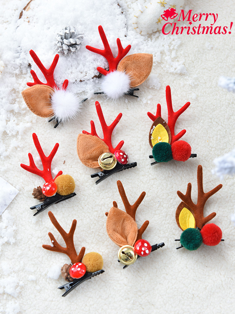 Hairpin net red 2021 new Christmas headwear Elk Corner Hairpin Hairpin Christmas Clip Children Hair hoops