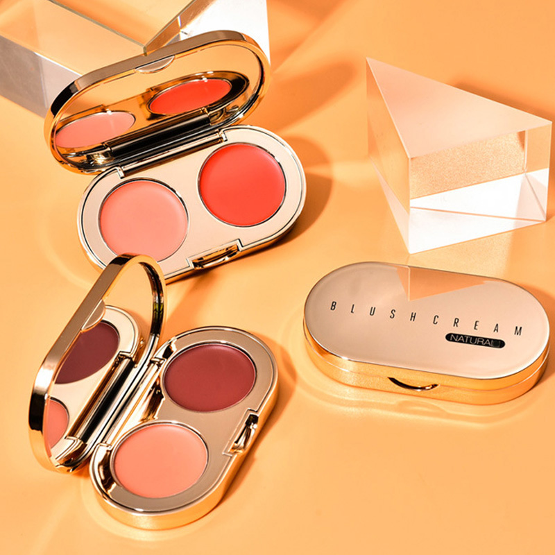 Two-color blush cream for lips and cheeks