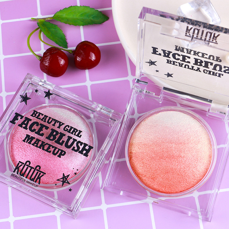 Gradient blush powder fixed makeup nude makeup natural contouring shadow highlight three-in-one sun red female baked pearl flash
