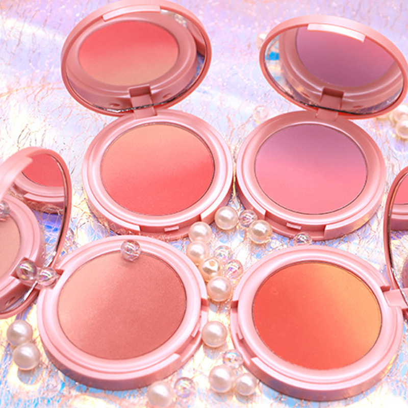 Gradient blush nude makeup natural sunburn female rouge all-in-one disc trimming highlight three-in-one purple two-color disc