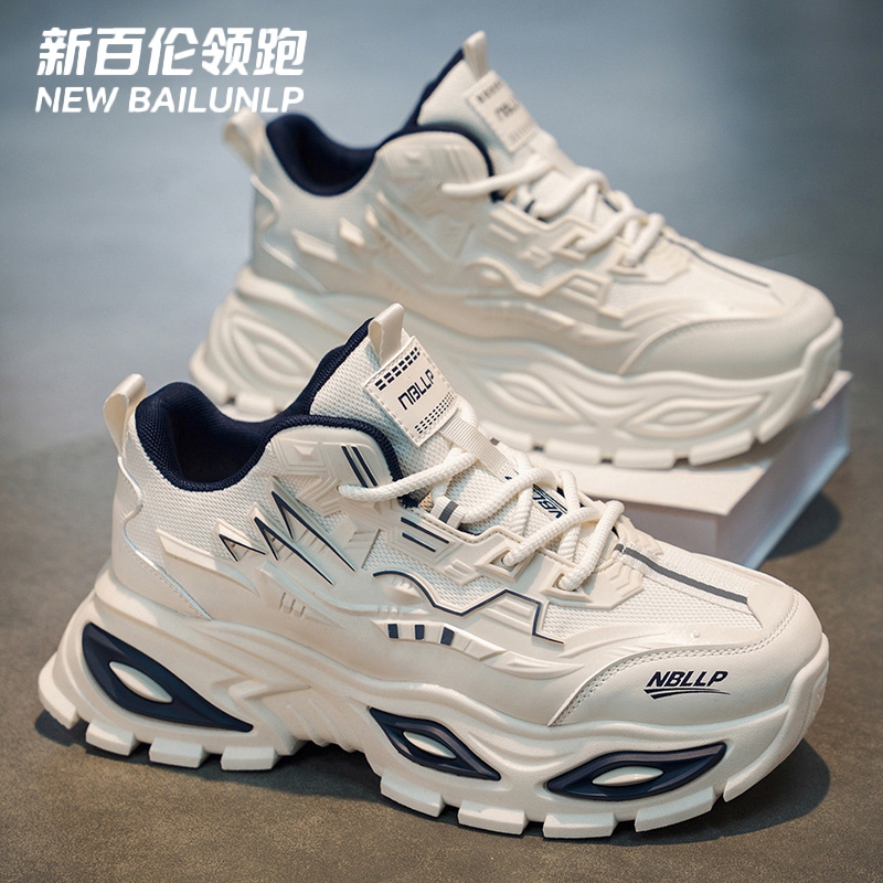 New Balance Men's Summer Thick-Soled Height-Increasing Mesh Breathable Sneakers Dad Shoes Men's Outdoor Casual Shoes