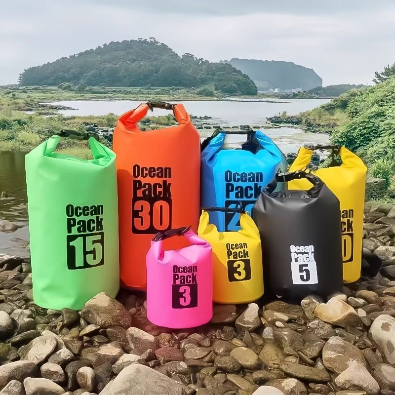 Outdoor Waterproof Bag, Double-Shoulder Swimming Backpack, Waterproof Rafting and Snorkeling Backpack, Equipment Bucket Bag, River Trekking Storage, Mountaineering