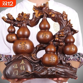 Five blessings and fortune gourd ornaments living room tv cabinet