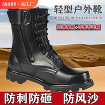 Cowhide mens boots steel toe steel sole Martin boots autumn and winter breathable zipper genuine leather high top work shoes outdoor combat boots for men