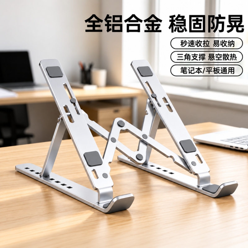 Laptop Stand Support Bracket, Adjustable and Foldable, Portable Aluminum Alloy Cooler, Height-Increasing Suspended Base, Suitable for Thin and Light Laptops, Gaming Laptops, Tablets, Compatible with Lenovo, Huawei, Apple Laptop Stand Support Bracket, Adjustable and Foldable, Portable Aluminum Alloy Cooler, Height-Increasing Suspended Base, Suitable for Thin and Light Laptops, Gaming Laptops, Tablets, Compatible with Lenovo, Huawei, Apple