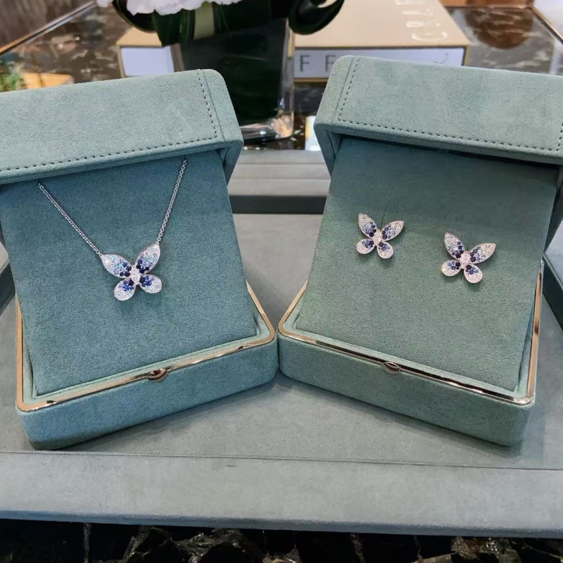 Socially Stress-Free Sparkling Graff Top-Grade Phantom Full Diamond Bow Butterfly Flower Necklace for Women Diamond S925 Silver