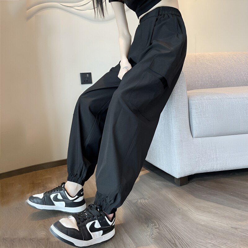 Women's summer thin black quick-drying sweatpants