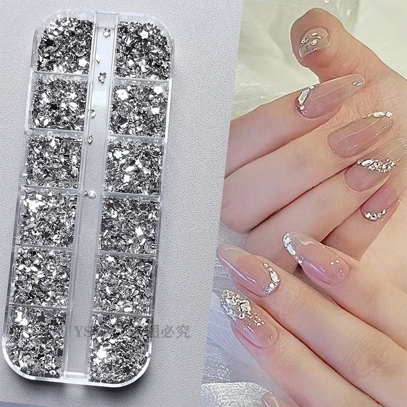 Nail Art Accessories Mini Small Acrylic Irregular Flat-Back Rhinestones Trendy Internet Celebrity Nail Decoration Rhinestones Champagne Mixed Pack
