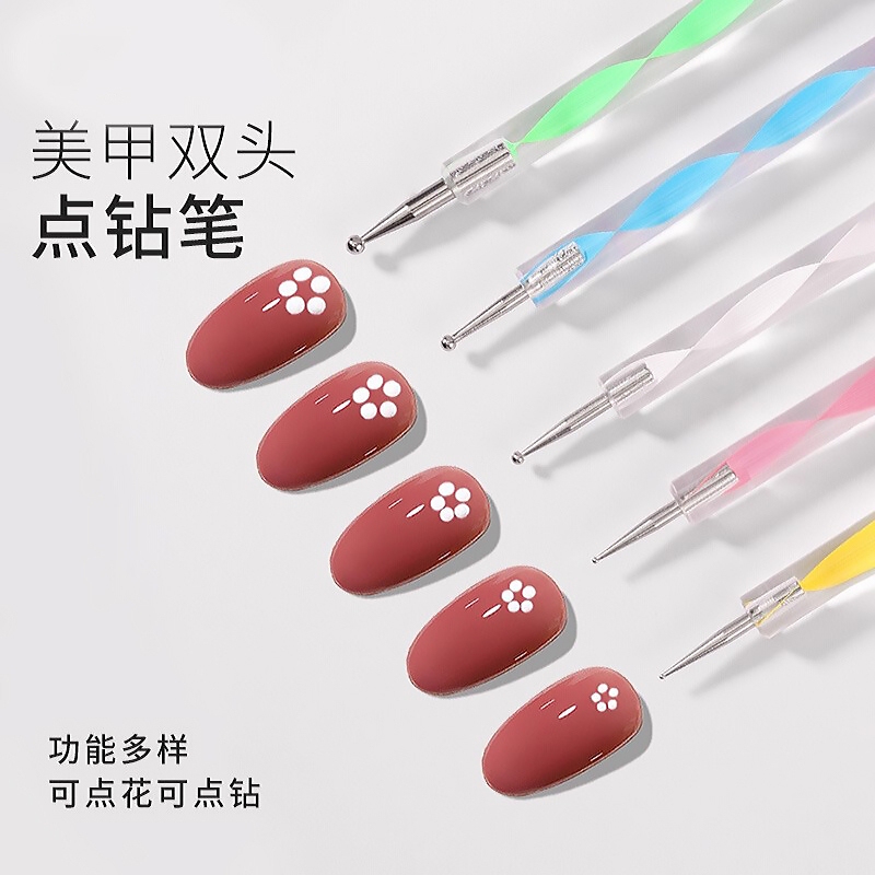 Dual-Ended Nail Art Dotting Pen, Rhinestone Painting Pen, Universal Pen for Dotting and Flower Painting, Polka Dot Pen, Nail Salon Professional Tool